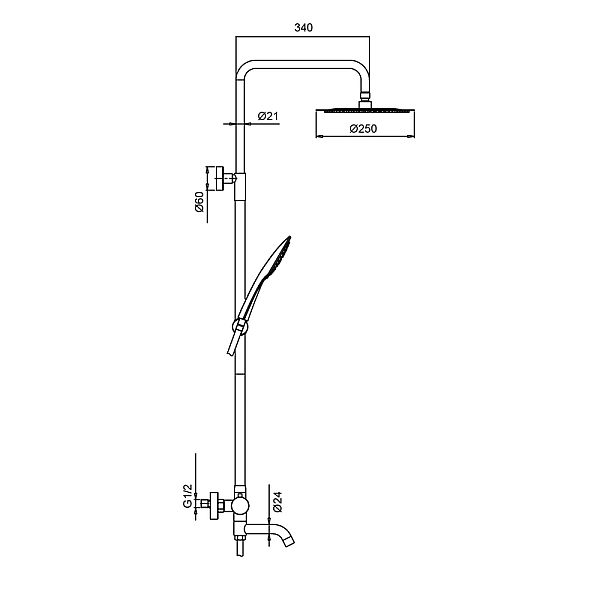 Душова колона з термостатичним змішувачем Koer KI-57018-02 3 функції, з нерж.сталі SUS304 (Колір нерж) (KR5545) - Фото - 2