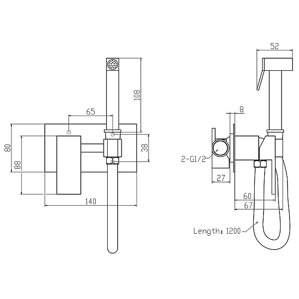 Змішувач для гігієнічного душу Mixxus Premium Bend 002 Inner з лійкою (MI6924) - Фото - 2