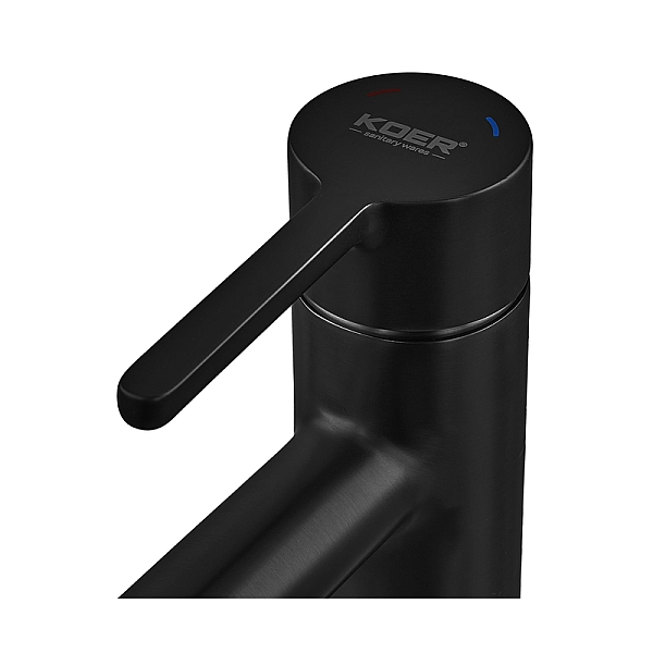 Змішувач для умивальника високий Koer KB-11029-05 Колір чорний (KR5488) - Фото - 7