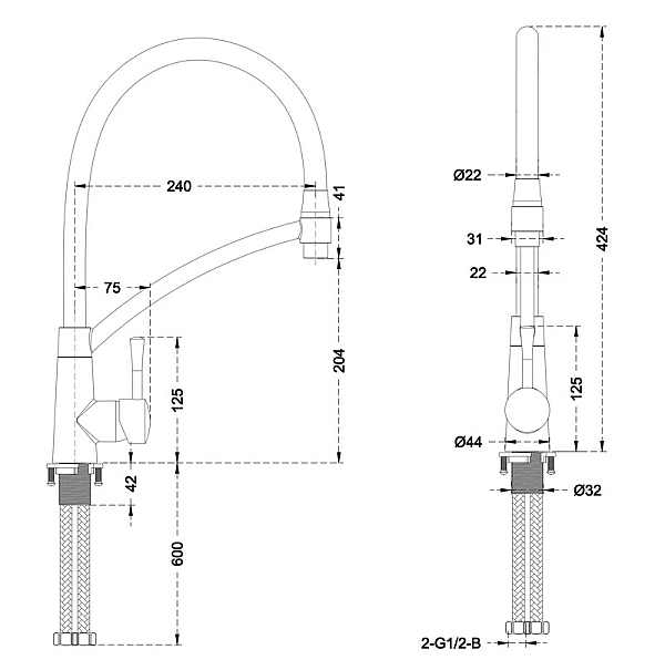 Змішувач для кухні Mixxus Premium ROSSI 017 GRAPHITE (MI6829) - Фото - 2