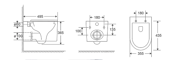 Унітаз підвісний Mixxus Premium Topper-0101-T3 495x355x375mm, система змиву Tornado 1.0 (MP6476) - Фото - 4