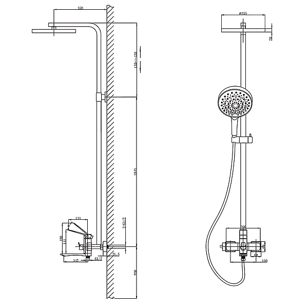 Душова колона зі змішувачем Mixxus Wilson 009-J Black (Колір чорний) (MI7123) - Фото - 2