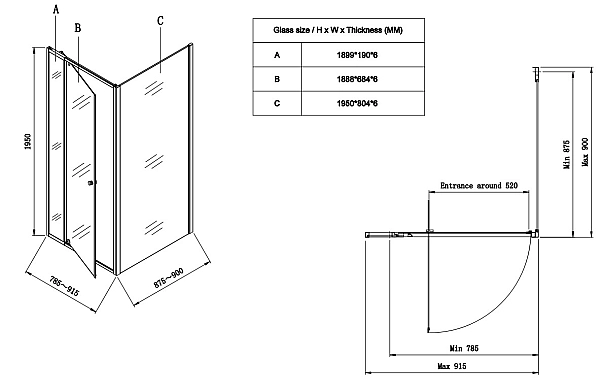 Душова кабіна без піддону Koer SR SC05-90x90x195-TR-01 прозоре скло Easy Clean 6мм, хром (KR5363) - Фото - 10