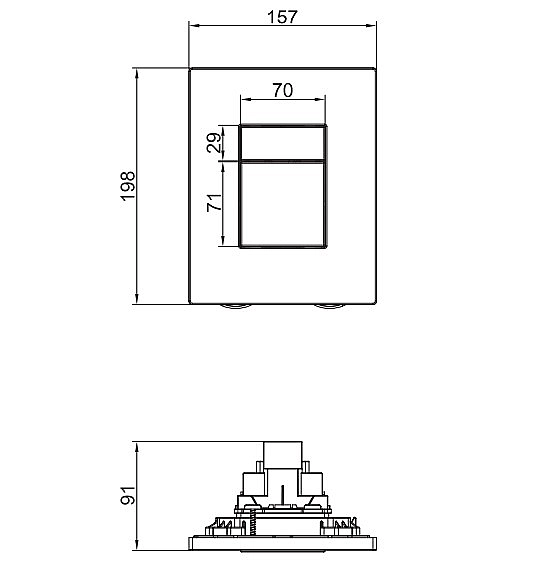 Панель змиву пластикова Koer KT-0607-05 157x198x3mm, кнопка квадратна (KR5346) - Фото - 4