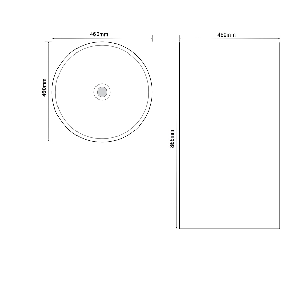 Раковина моноблок MIXXUS PREMIUM ELLIPSE-1101 460х460х855mm з переливом (MP6573) - Фото - 3