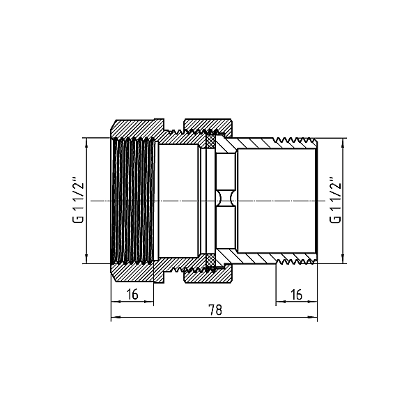 Згін-американка Thermo Alliance Forte 1 1/2"ВЗ нікельований, прямий, під плоску прокладку TAFG190W40 - Фото - 2