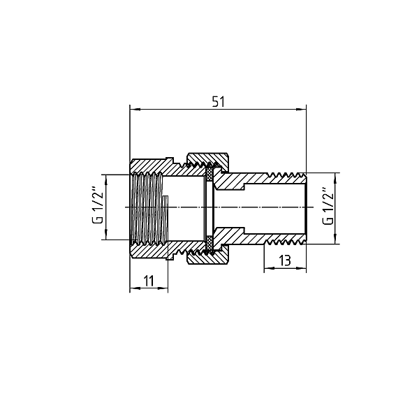 Згін-американка Thermo Alliance Forte 1/2"ВЗ нікельований, прямий, під плоску прокладку TAFG190W15 - Фото - 2