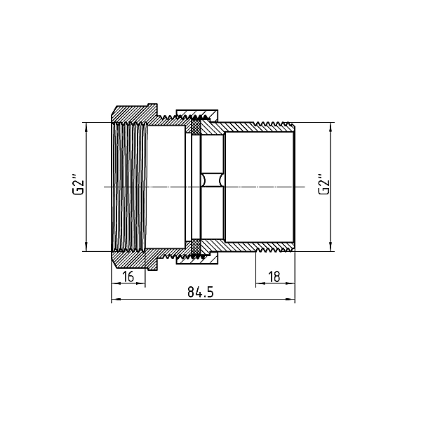 Згін-американка Thermo Alliance Forte 2"ВЗ нікельований, прямий, під плоску прокладку TAFG190W50 - Фото - 2