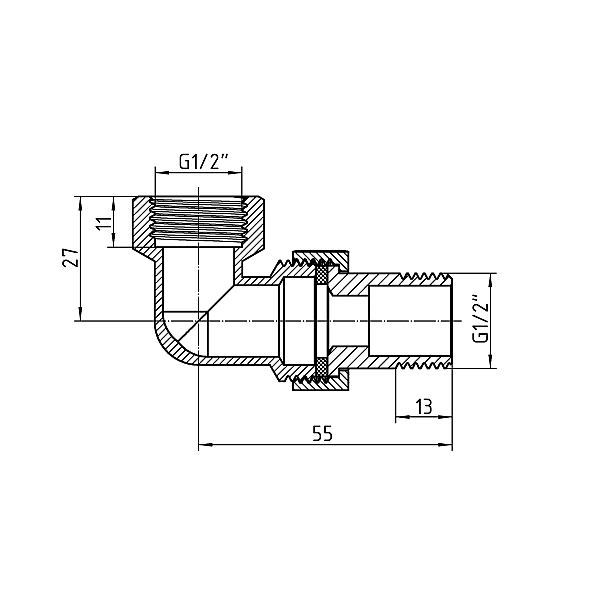 Згін-американка Thermo Alliance Forte 1/2"ВЗ нікельований, кутовий, під плоску прокладку TAFG191W15 - Фото - 2