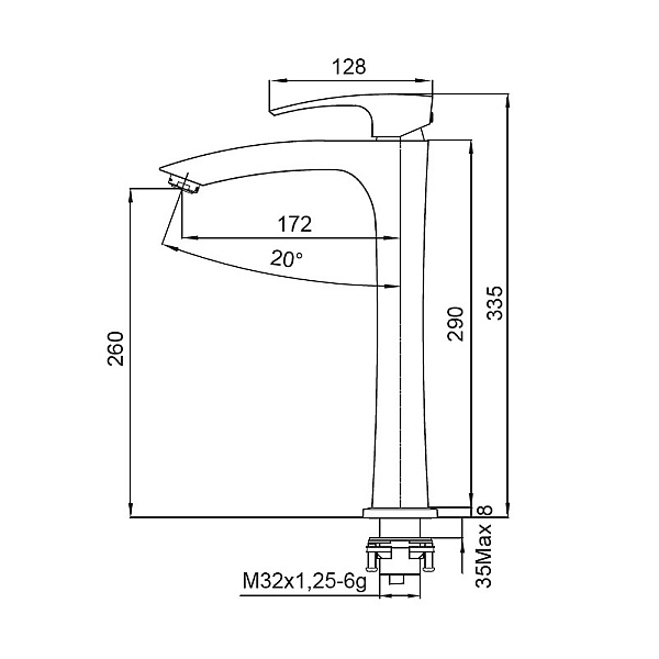 Змішувач для умивальника Koer KB-11007-05 високий (Колір чорний) (KR3441) - Фото - 8