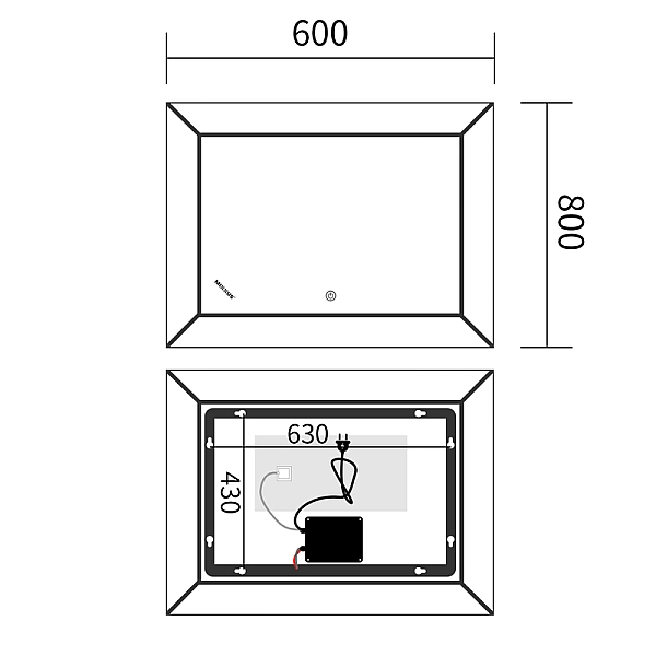 Дзеркало Mixxus Premium CUBIC MR14-80x60-Reverse з Led Touch, Anti-fog, димером, регулятором яскравості (MP6648) - Фото - 5