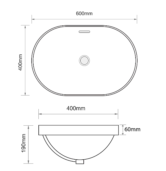 Раковина врізна на стільницю Mixxus Premium ELLIPSE-1601 600х400х190mm з переливом (MP6569) - Фото - 8