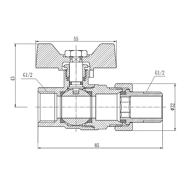 Кран шаровой "Американка" Thermo Alliance Forte 1/2" прямой SF220W15 - Фото - 2