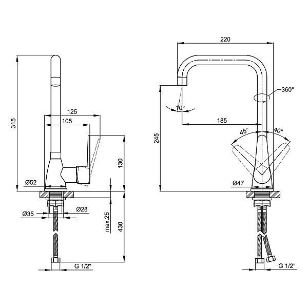 Смеситель для кухни Lidz Nicole 014F1 (k35) LDNIC014F1CRM22010 Chrome - Фото - 2