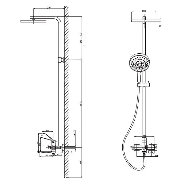 Душова колона зі змішувачем Mixxus Wilson 009-J Graphite (Колір графіт) (MI7122) - Фото - 2