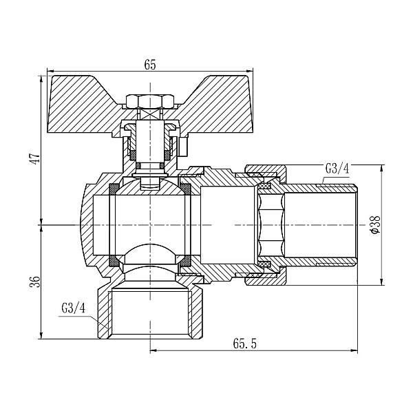 Кран шаровой "Американка" SD Forte 3/4" угловой SF221W20 - Фото - 2