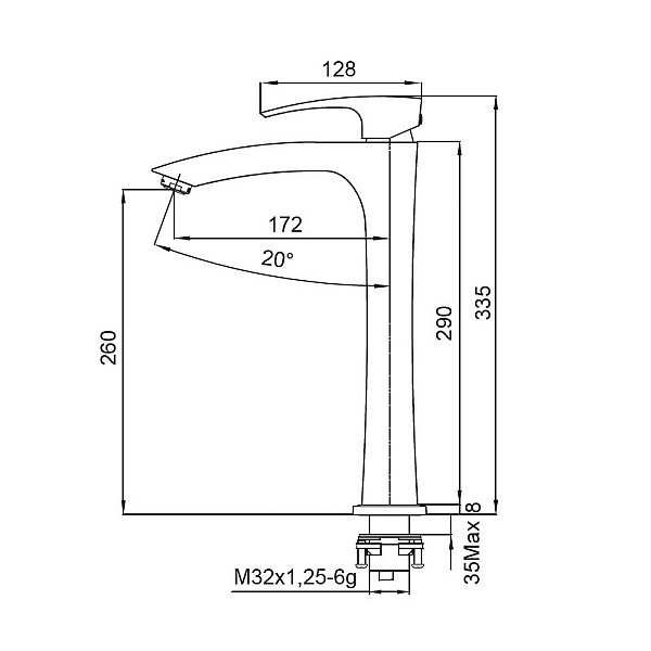 Змішувач для умивальника Koer KB-11007-01 високий (Колір хром) (KR3440) - Фото - 6
