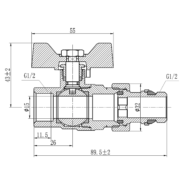 Кран шаровой "Американка" Thermo Alliance Forte 1/2" с антипротечкой прямой SF222W15 - Фото - 2