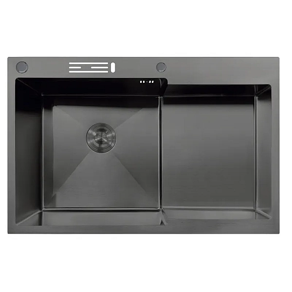 Мийка MIXXUS MH7849L-HK GRAPHITE (MH7849L-HK NANO-BLACK)(3.0/0.9) з нержавіючої сталі "глибоке крило", з підставкою під ножі (MX1936)