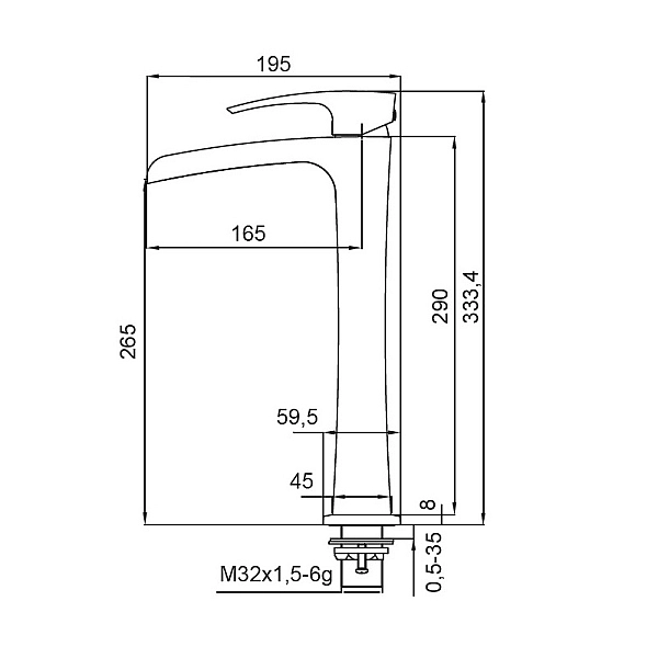 Змішувач для умивальника Koer KB-15007-01 високий водоспад (Колір хром) (KR3448) - Фото - 2