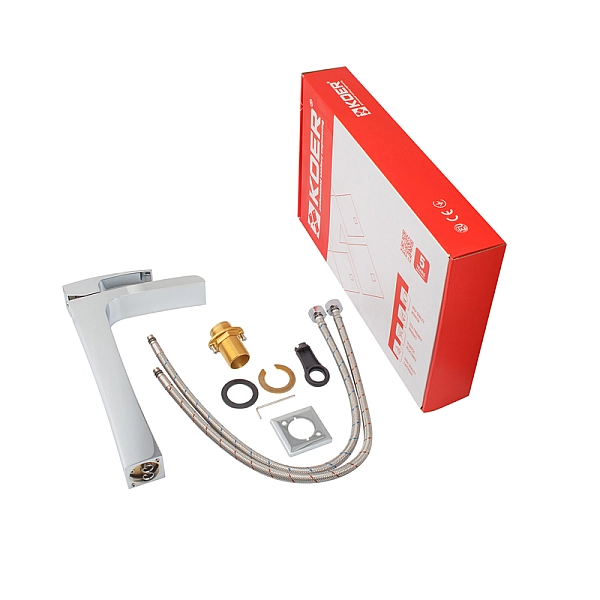 Змішувач для умивальника Koer KB-15007-01 високий водоспад (Колір хром) (KR3448) - Фото - 6