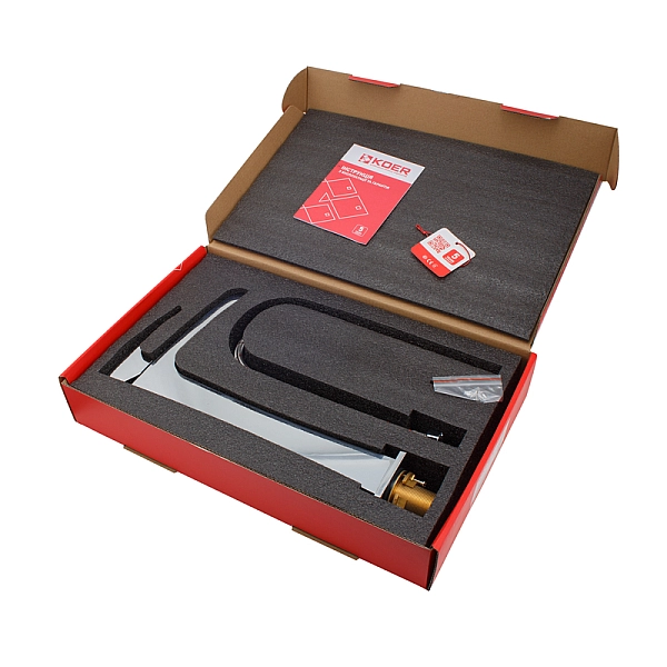 Змішувач для умивальника Koer KB-15007-01 високий водоспад (Колір хром) (KR3448) - Фото - 8