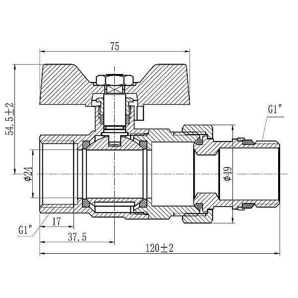 Кран шаровой "Американка" Thermo Alliance Forte 1" с антипротечкой прямой SF222W25 - Фото - 2