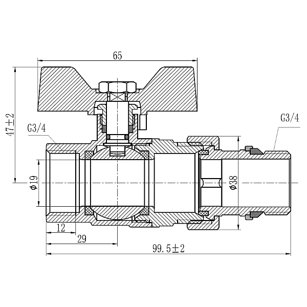Кран кульовий "Американка" Thermo Alliance Forte 3/4" з антипротіканням прямий SF222W20 - Фото - 2