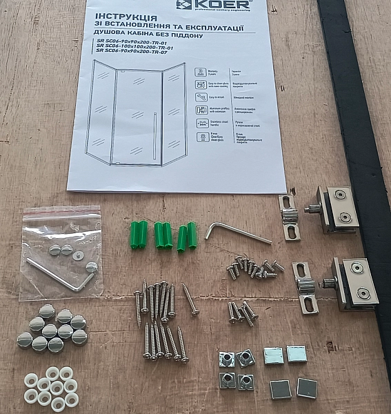 Душова кабіна без піддону Koer SR SC06-100x100x200-TR-01 прозоре скло Easy Clean 8мм, хром (KR5365) - Фото - 3