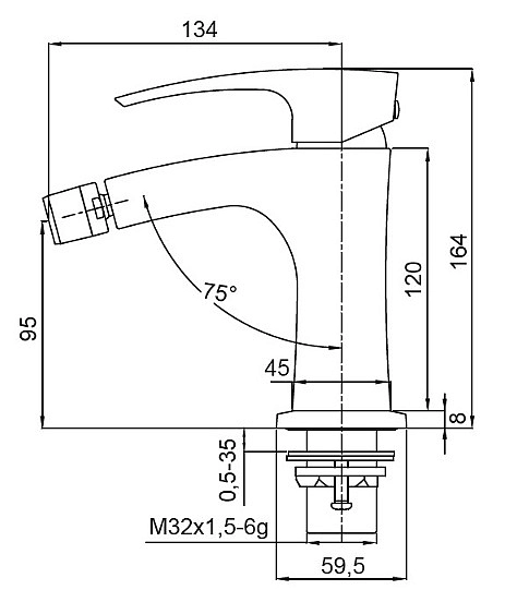 Змішувач для біде Koer KB-20007-04 (Колір хром+білий) (KR5158) - Фото - 2