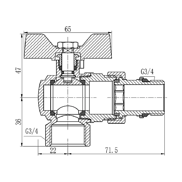 Кран кульовий "Американка" Thermo Alliance Forte 3/4" з антипротіканням кутовий SF223W20 - Фото - 2