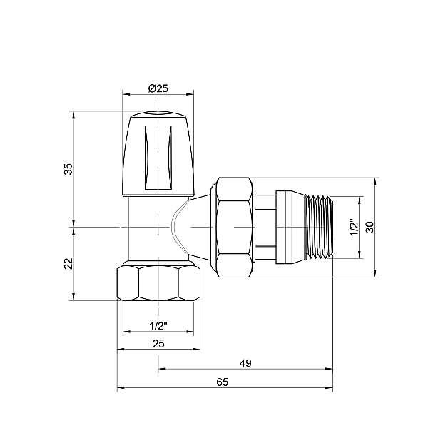 Кран радиаторный Icma 1/2" с антипротечкой угловой без ручки №805+940 - Фото - 2