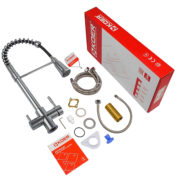 Змішувач для кухні Koer KB-72025-01 з виходом для питної води (вилив - пружина) (KR5014) - Фото - 2