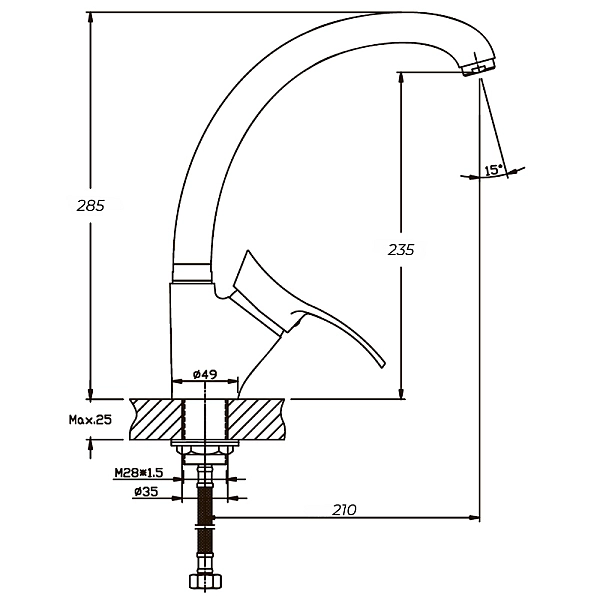 Змішувач для кухні Haiba Germes 777 (HB0144) - Фото - 2