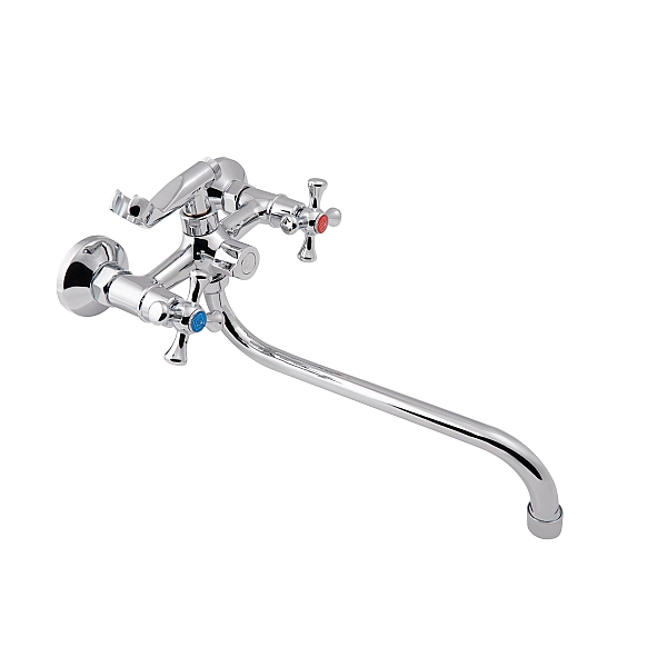 Смеситель для ванны Lidz Lamb 1401 с поворотным изливом двухвентильный (c душевым гарнитуром) LDLAM1401CRM22017 Chrome - Фото - 3