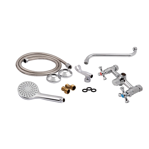 Смеситель для ванны Lidz Lamb 1401 с поворотным изливом двухвентильный (c душевым гарнитуром) LDLAM1401CRM22017 Chrome - Фото - 5