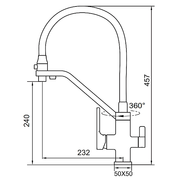 Змішувач для кухні Koer KB-72009-01 з виходом для питної води (KR5006) - Фото - 6
