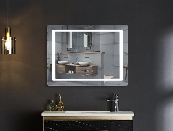 Дзеркало Mixxus STYLE MR03-90x70 з Led Touch, Anti-fog, димером, регулятором яскравості, годинником (MI6007) - Фото - 12