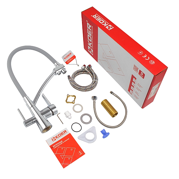 Кухонний змішувач з силік. виливом і вих. для питної води KOER KB-72003-01 (KR3375) - Фото - 4