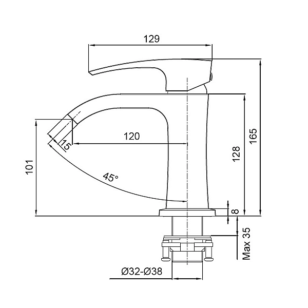 Змішувач для умивальника Koer KB-12007-01 (Колір хром) (KR3442) - Фото - 7