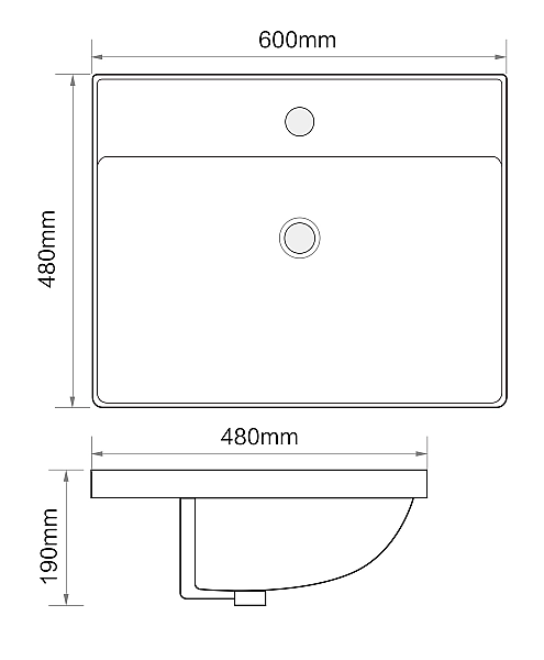 Раковина меблева MIXXUS PREMIUM STYLE-1501 600х480х190mm з отвором під змішувач та переливом (MP6498) - Фото - 7