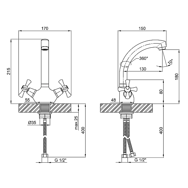 Змішувач для кухні Lidz Lamb 272F двохвентильний LDLAM272FCRM22018 Chrome - Фото - 2