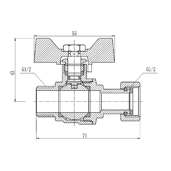 Кран кульовий з накидною гайкою Thermo Alliance Forte 1/2" ВЗ для води прямий SF261W15 - Фото - 2