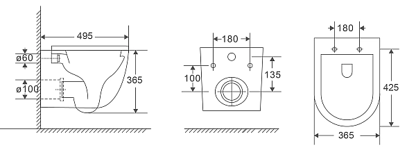 Унітаз підвісний Mixxus Premium Ellipse-0301-T3 495x365x365mm, система змиву Tornado 3.0 (MP6461) - Фото - 2