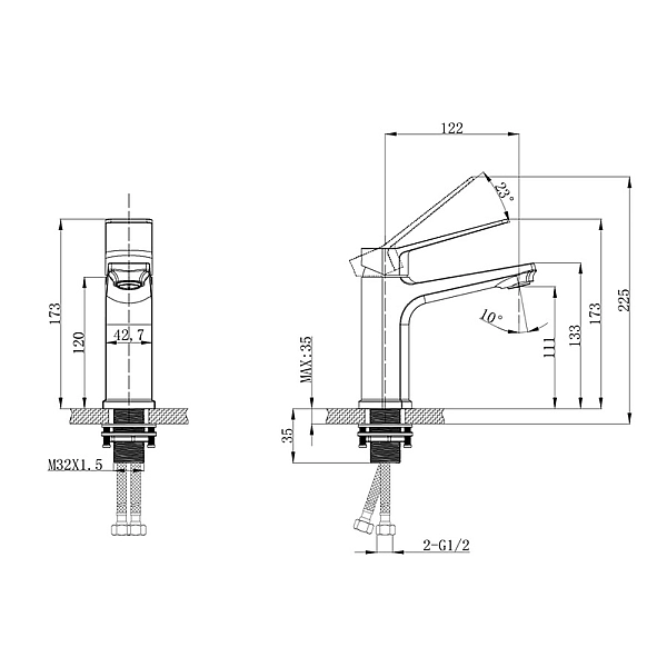 Змішувач для умивальника Mixxus Wilson 001 Graphite (Колір графіт) (MI7126) - Фото - 2