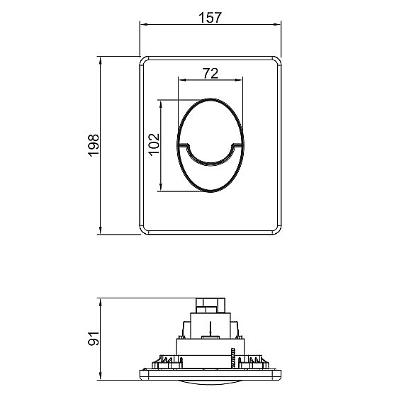 Панель змиву пластикова Koer KT-0606-03 157x198x3mm, кнопка закруглена (колір білий) (KR5713) - Фото - 4