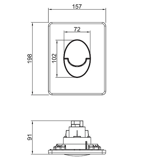 Панель змиву пластикова Koer KT-0606-05 157x198x3mm, кнопка закруглена (KR5343) - Фото - 2