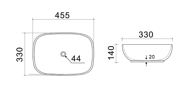 Раковина накладна Mixxus Premium DIVERSE-0116 GRAY 455x330x135mm (MP6651) - Фото - 4