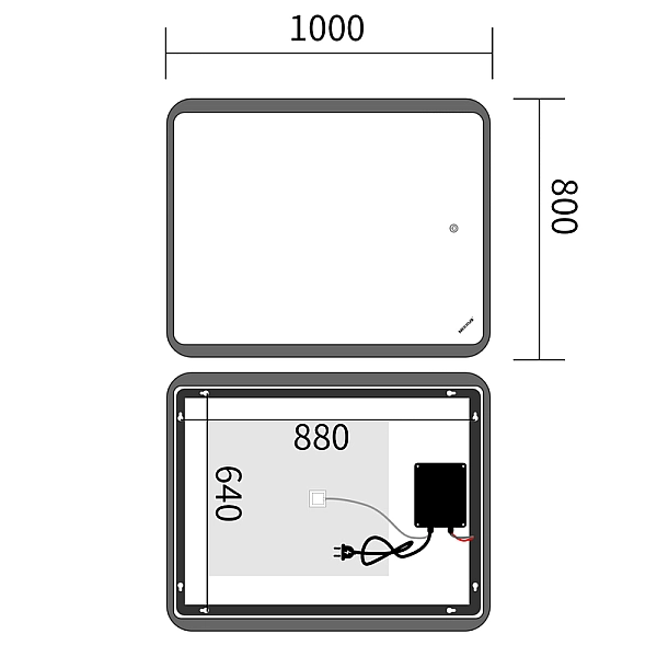 Дзеркало Mixxus Premium OLIVARY MR19-100x80-Reverse з Led Touch, Anti-fog, димером (3-6,5kK) (MP6629) - Фото - 5