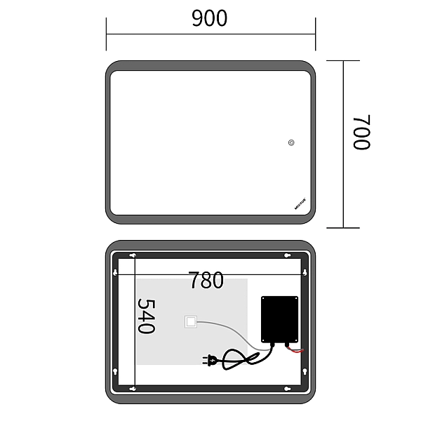 Дзеркало Mixxus Premium OLIVARY MR19-90x70-Reverse з Led Touch, Anti-fog, димером (3-6,5kK) (MP6630) - Фото - 8